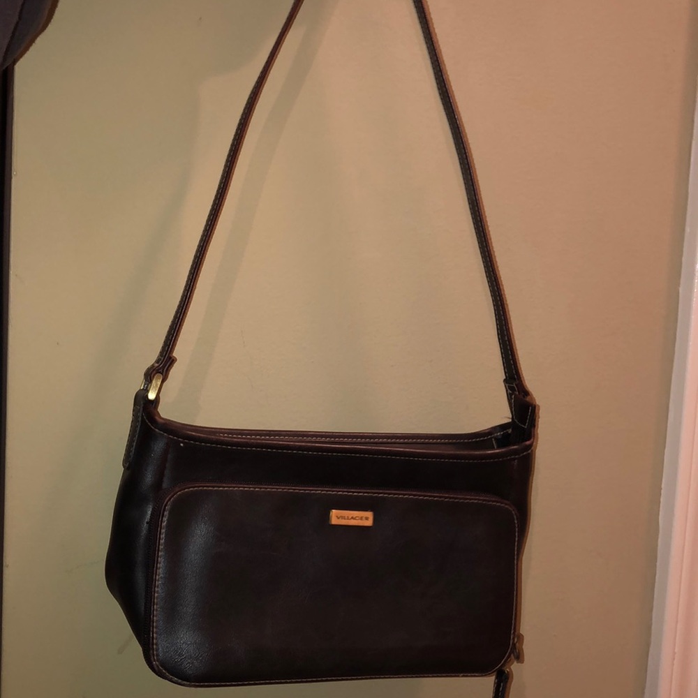 Small brown faux leather bag